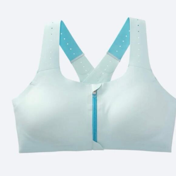 Brooks Other - Brooks Dare Zip Run sports Bra 2.0 Women's Ice Blue/Vivid Teal Sz 40DD/E NWT